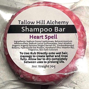 HEART SPELL | Solid Shampoo Bar | VEGAN | Moisturizing Gentle Hair Care for All Hair Types | Biodegradable Near Zero Waste | Gift Giving