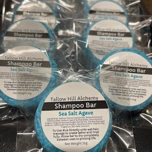 MEERSALZ-AGAVE feste Shampoo Bar | Vegan ~ Feuchtigkeitsspendende sanfte Haarpflege für alle Haartypen | Biologisch abbaubar | Fast Zero Waste | Geschenk geben