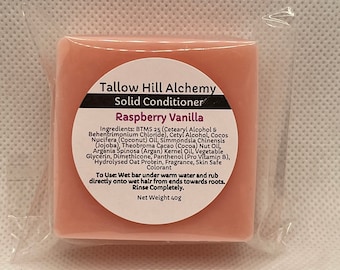 RASPBERRY VANILLA Solid Conditioner | VEGAN | Moisturizing Gentle Hair Care for All Hair Types | Biodegradable Near Zero Waste | Gift Giving