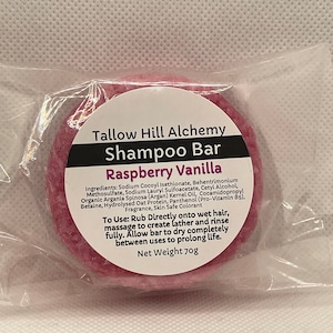 RASPBERRY VANILLA Solid Shampoo Bar | VEGAN | Moisturizing Gentle Hair Care for All Hair Types | Biodegradable Near Zero Waste | Gift Giving