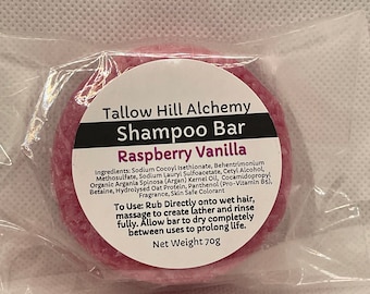 RASPBERRY VANILLA Solid Shampoo Bar | VEGAN | Moisturizing Gentle Hair Care for All Hair Types | Biodegradable Near Zero Waste | Gift Giving
