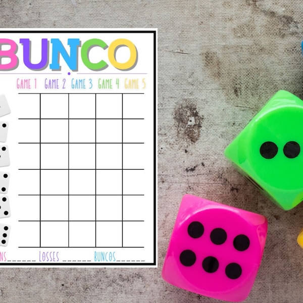 Bunco Score Card, Bunco Card, Bunco Game Card