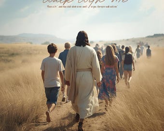 2026 LDS Youth Theme Poster | Walk With Me Printable | Jesus Walking with Youth | Christian Art | Young Women & Men Theme | Digital Download