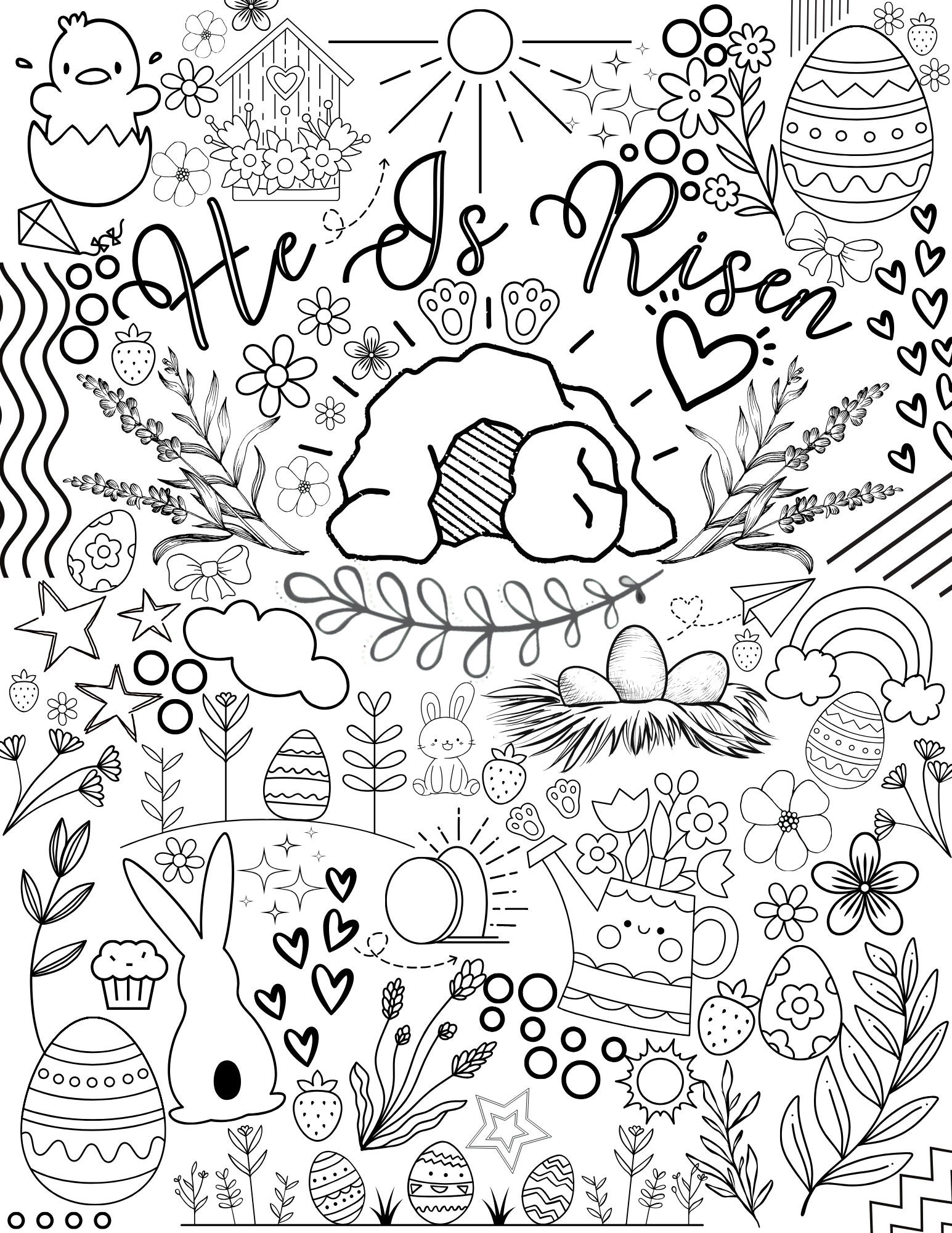 He is Risen, Easter Coloring Page - Easy Printable - Etsy