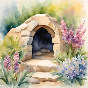 Easter Empty Tomb Watercolor Art Print (Digital Download)
