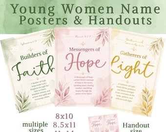 Materiale stampabile per la classe delle Giovani Donne LDS / Dispense e poster su Fede, Speranza e Luce / Nuovi nomi per la classe delle Giovani Donne 2026 / Kit Nuovi Inizi / Download immediato