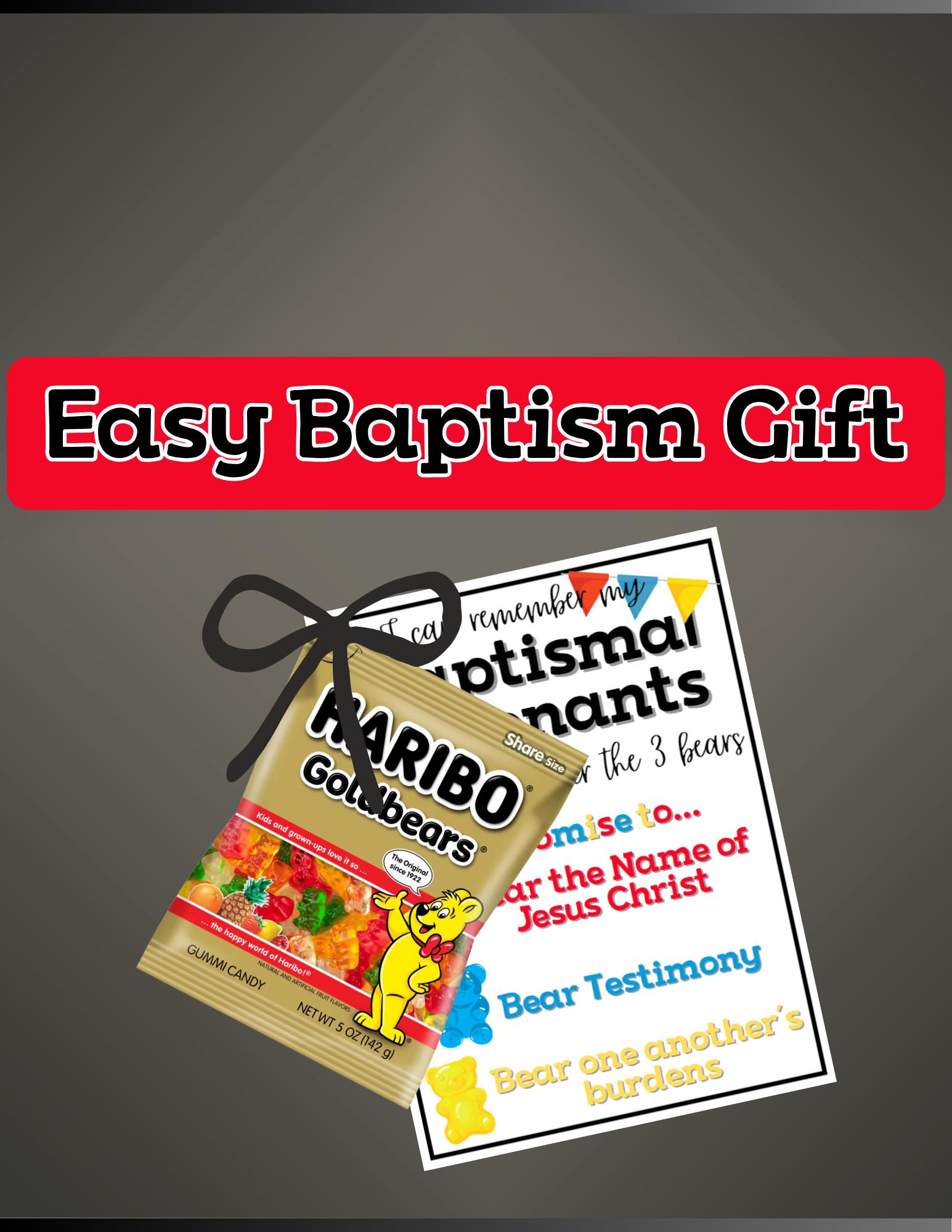 LDS Baptism Treat Tag, Gummy Bear Covenants Handout (instant