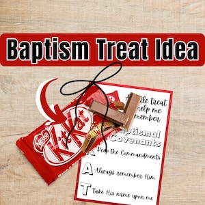 LDS Baptism Treat Tag, Kit Kat Covenants Handout (Instant Download)