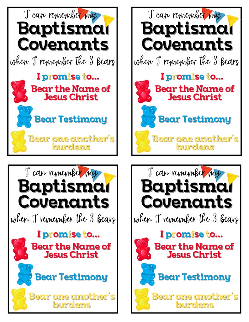 Gummy Bear Baptismal Covenant Treat Tag - Etsy