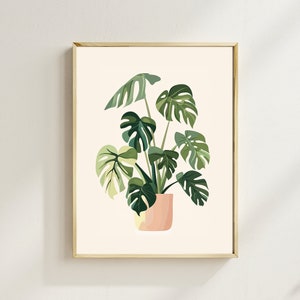 Poster Elegance Monstera's Vintage Minimalism in a Chic Botanical Wall Art Digital Design