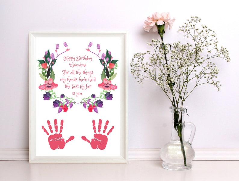 Gift for Grandma Birthday Handprint Gift From Grand Kids For | Etsy