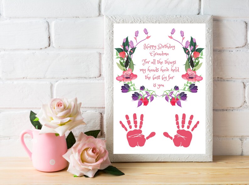Gift for Grandma Birthday Handprint Gift From Grand Kids ...