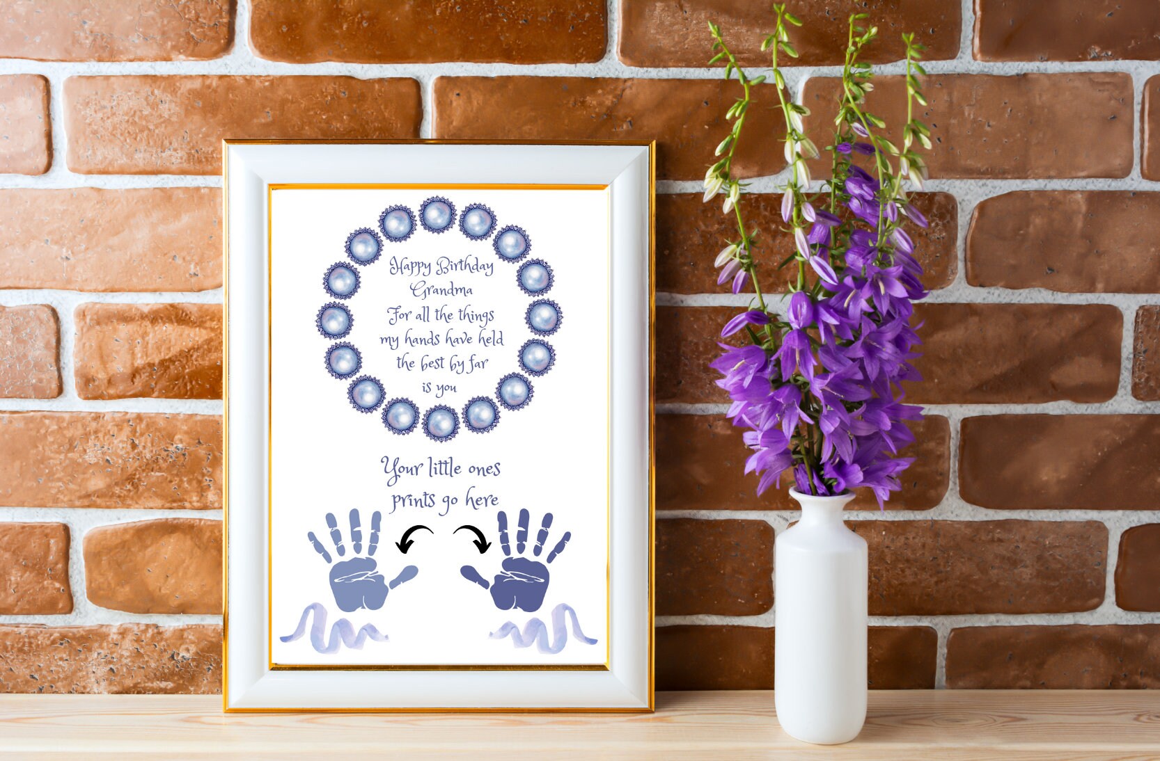Gift for Grandma Birthday Handprint Gift From Grand Kids For Etsy