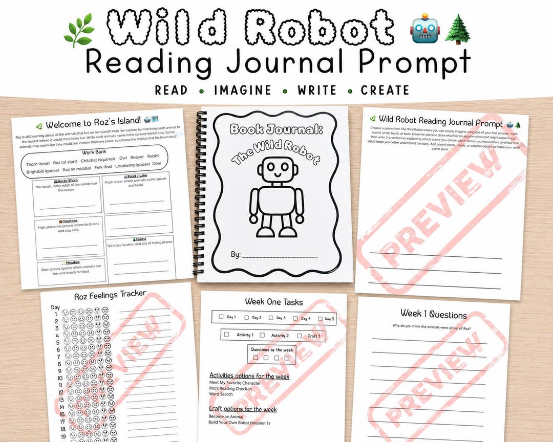 The Wild Robot Reading Journal Activities | Printable Crafts, STEM ...
