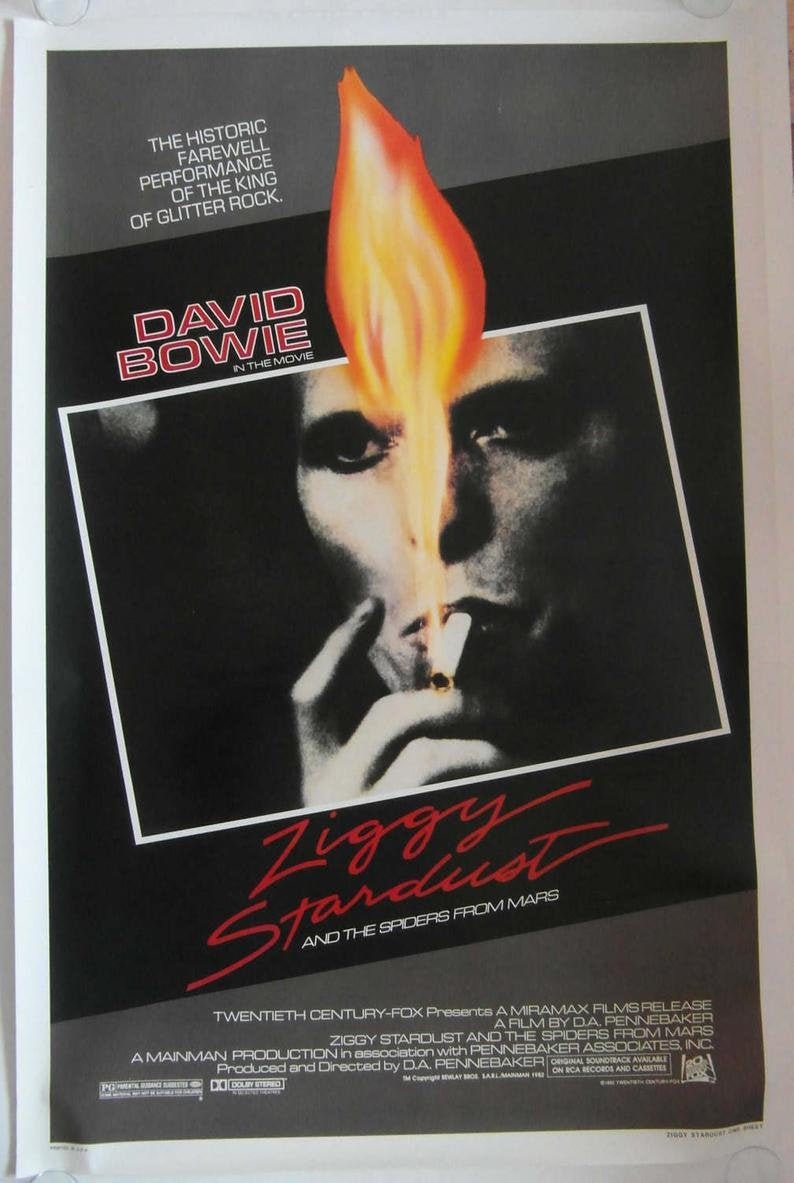 Original 1973 David Bowie U.S.A Poster for the Film /'Ziggy Stardust and the Spiders from Mars/'