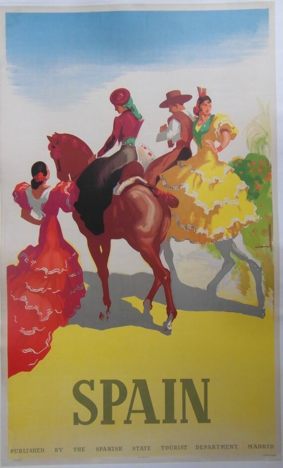 Original 1949 Spanish Travel Destination Poster By Marcias J Etsy Original 1949 Spanish Travel Destination Poster By Marcias J Etsy