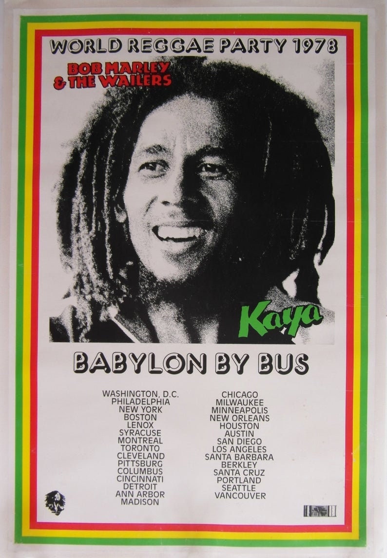 Rare Original 1978 Bob Marley Kaya Usa Tour Poster Etsy