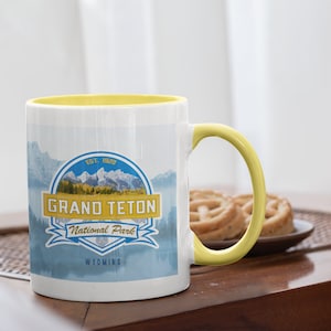 CUSTOM Grand Teton National Park 11 oz. Coffee Mug | Add your own photo & text | Anniversary, Birthday, Father's Day gift.