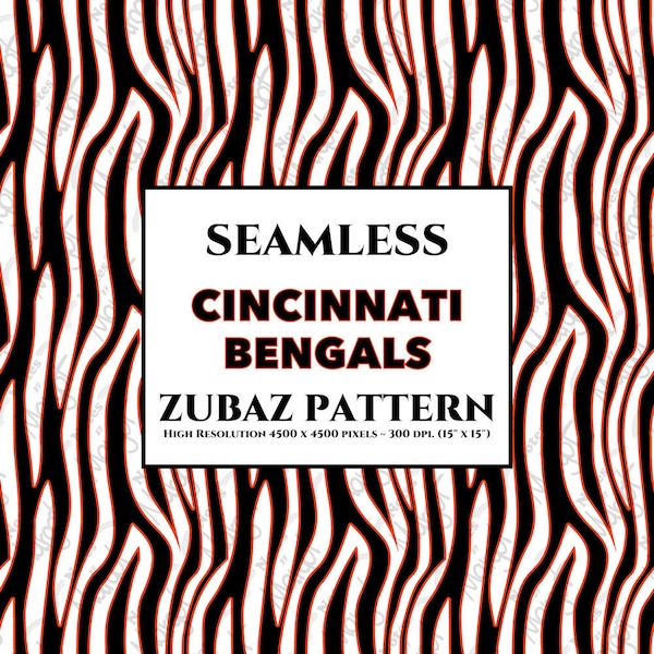 Cincinnati Bengals Zubaz Zebra Pattern SEAMLESS High Resolution Digital File