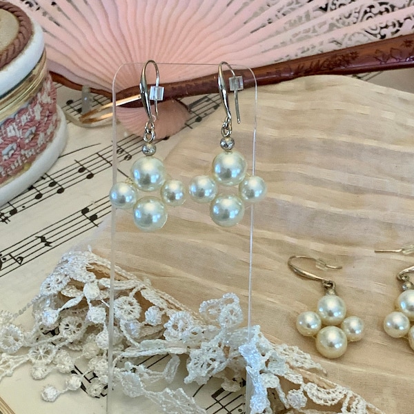 Pearls Drop Earrings - Lovely 4 Pearl drop earrings - Unique Style Pearl Drop earrings - Send a GIFT Service Available