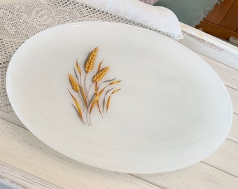 Harvest Wheat - Fire King  -retro pyrex- Steak plate - Oval Large plate