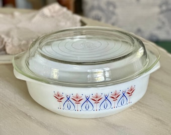 Agee Pyrex patrón raro - Nueva Zelanda - CR300 cazuela redonda grande con tapa-Pyrex vintage coleccionable- HTF Vintage - NZ Agee Pyrex NZ hecho