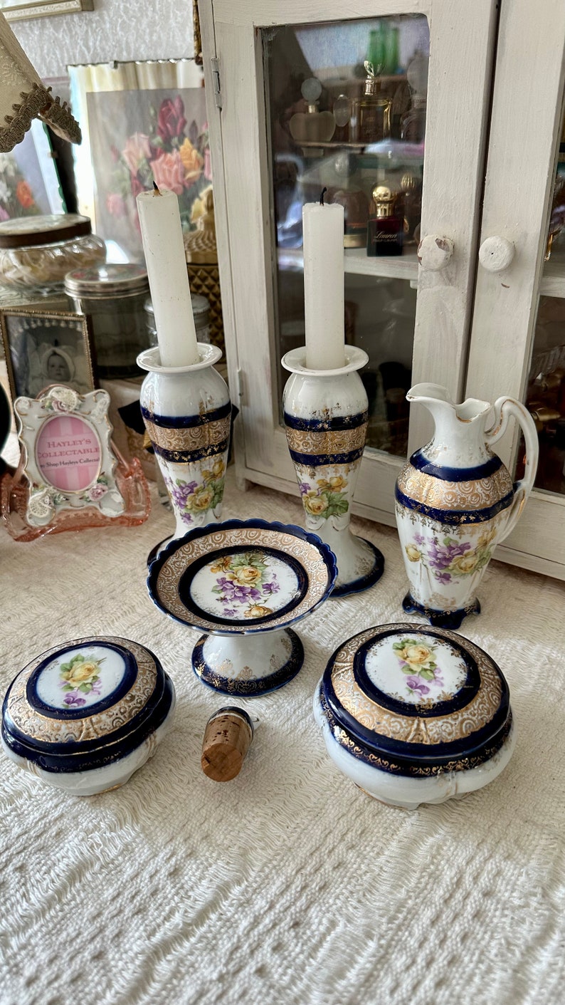 Antique Vanity Boudoir Set Porcelain Dressing Table Set With Etsy