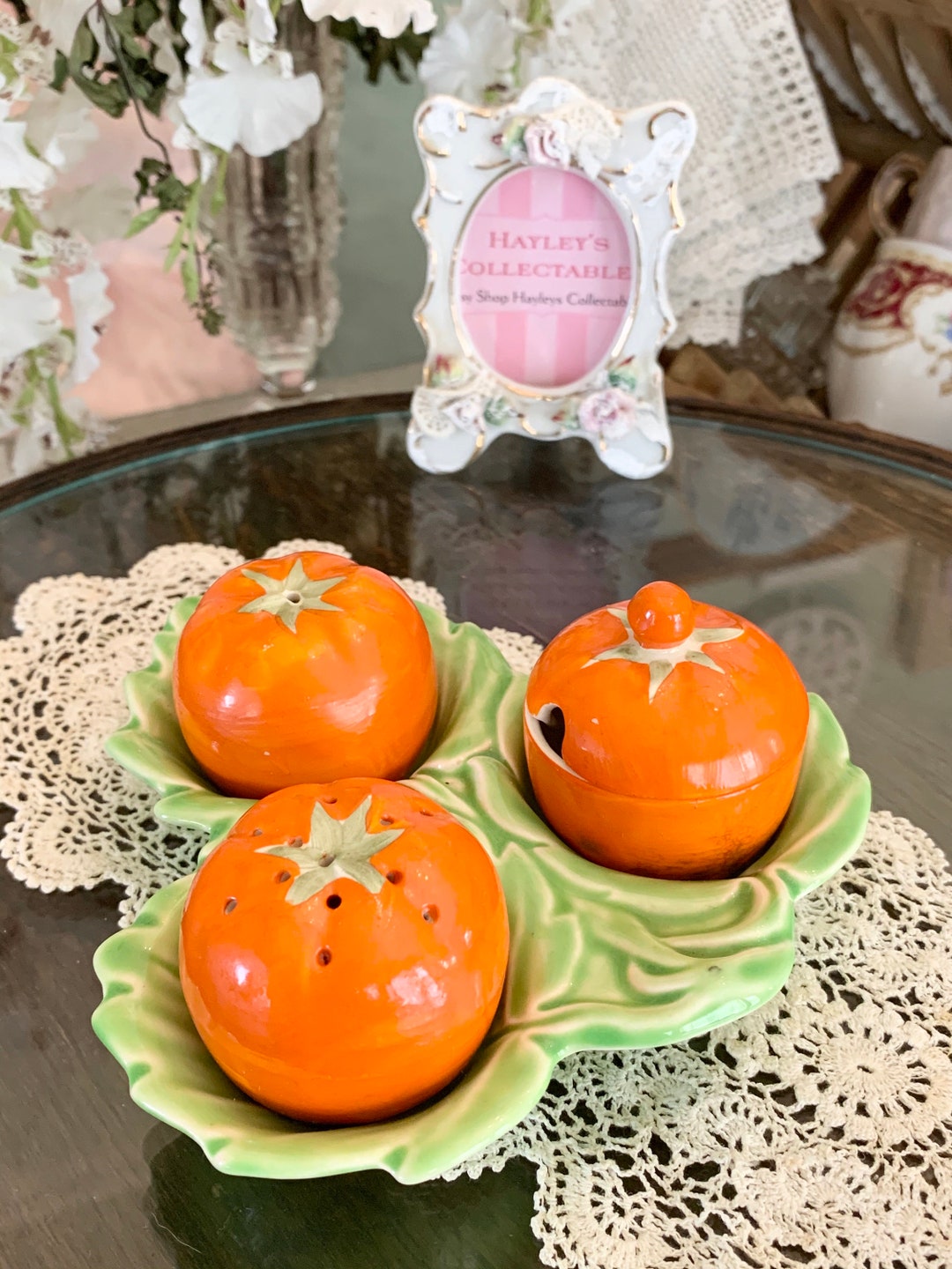 Vintage Crown Devon Tomatoes Cruet Set With Tray English Etsy