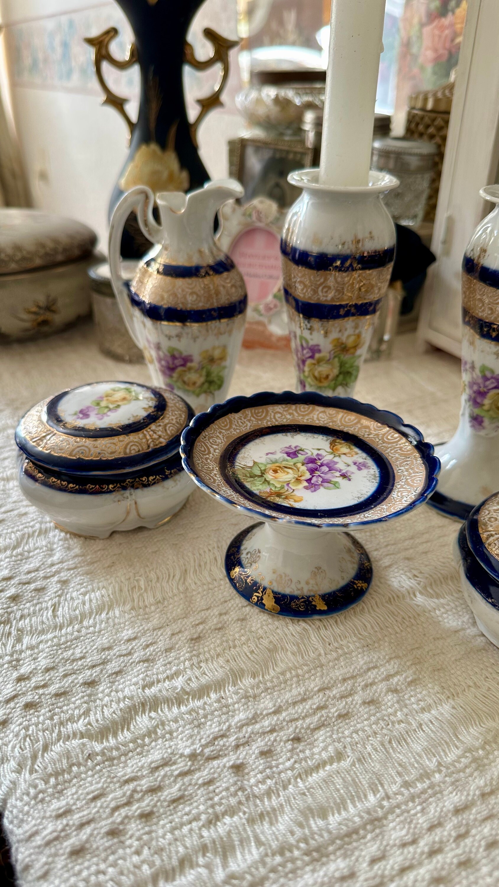 Antique Vanity Boudoir Set Porcelain Dressing Table Set With Etsy