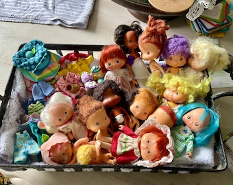 Large lot of Collectable Restorable Vintage Dolls - In Need of some Love from a Collector- Strawberry Shortcake Dolls - Vintage Retro Dolls