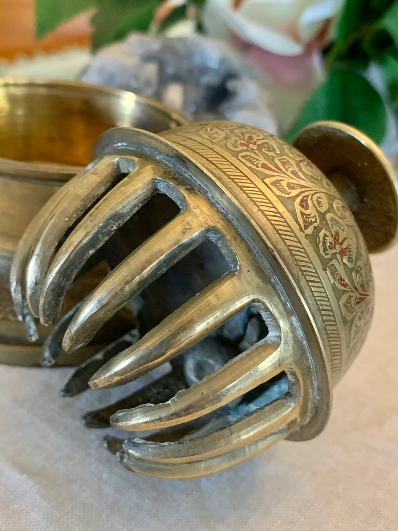 Antique Brass Claw Bell With Holder Stand Htf Vintage Etsy