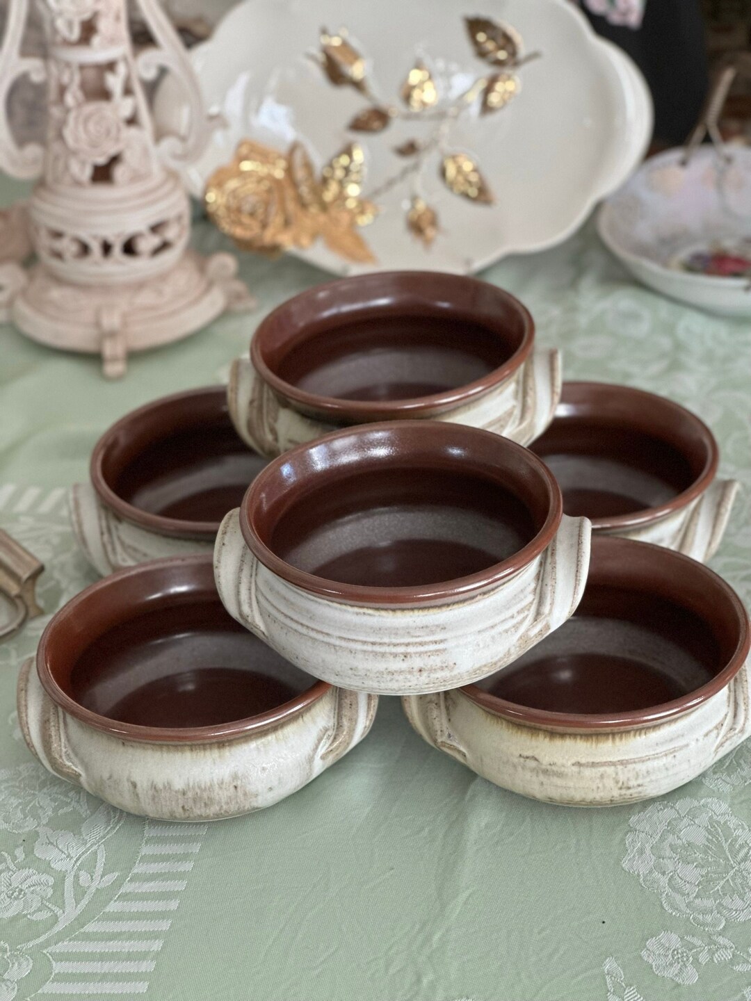 Retro New Zealand Made Pottery Ramekins Set of 6 Beautiful Quality Oven