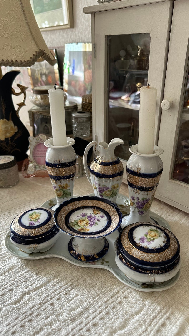 Antique Vanity Boudoir Set Porcelain Dressing Table Set With Etsy
