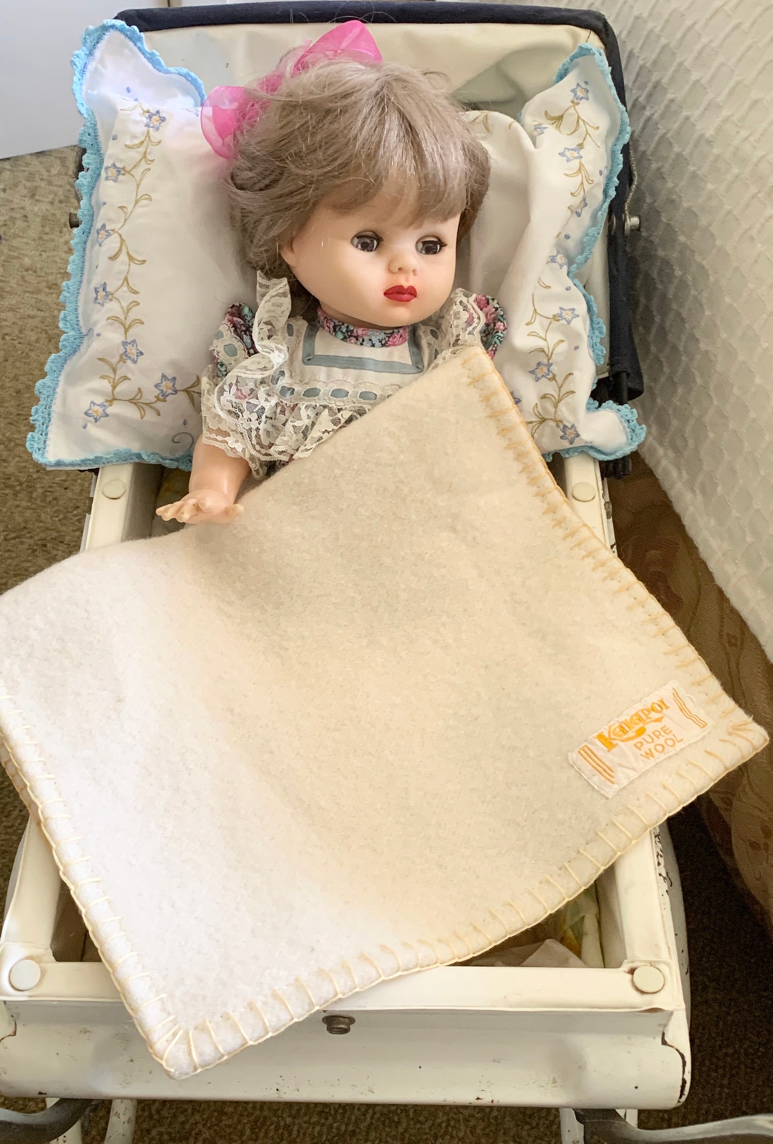 Vintage Dolls Blanket Dolls pram size Dolls Bed Size New Etsy