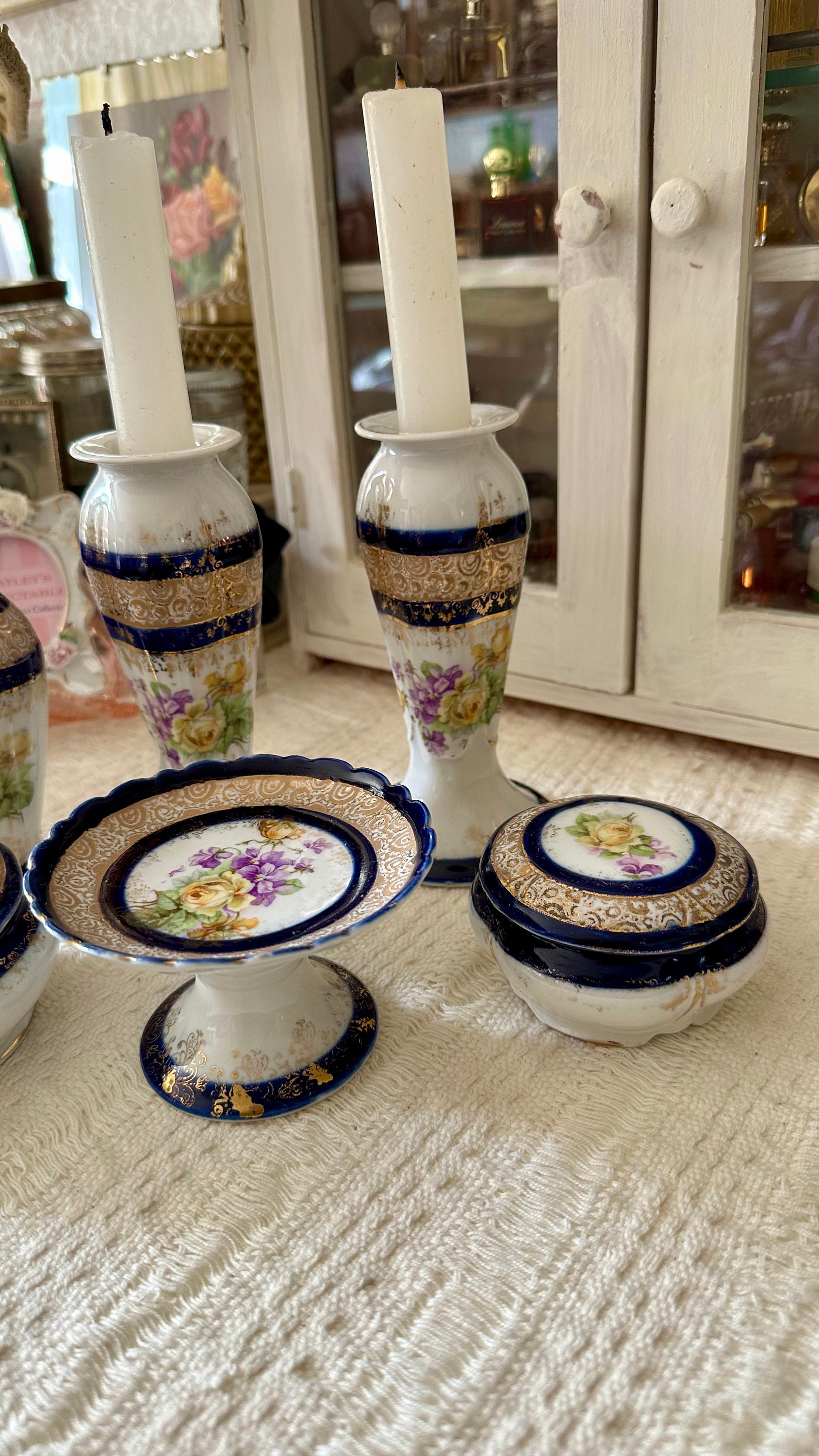 Antique Vanity Boudoir Set Porcelain Dressing Table Set With Etsy