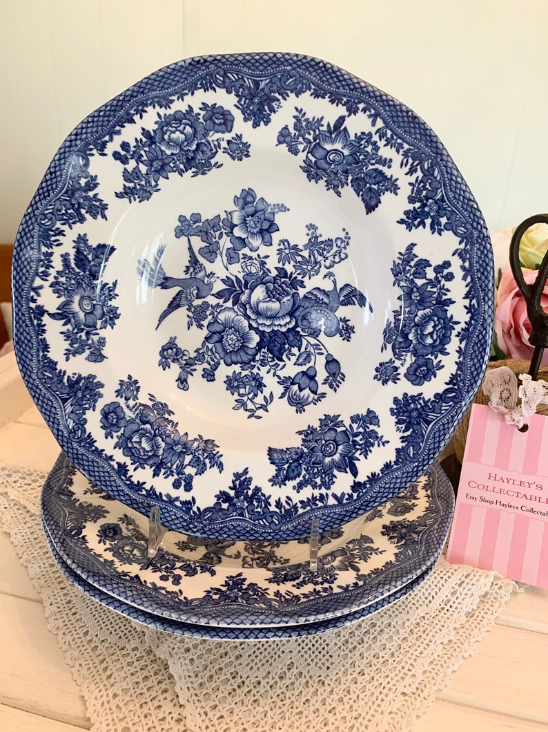 English Tableware Blue and White Soup Bowls by Unicorn Blue Etsy