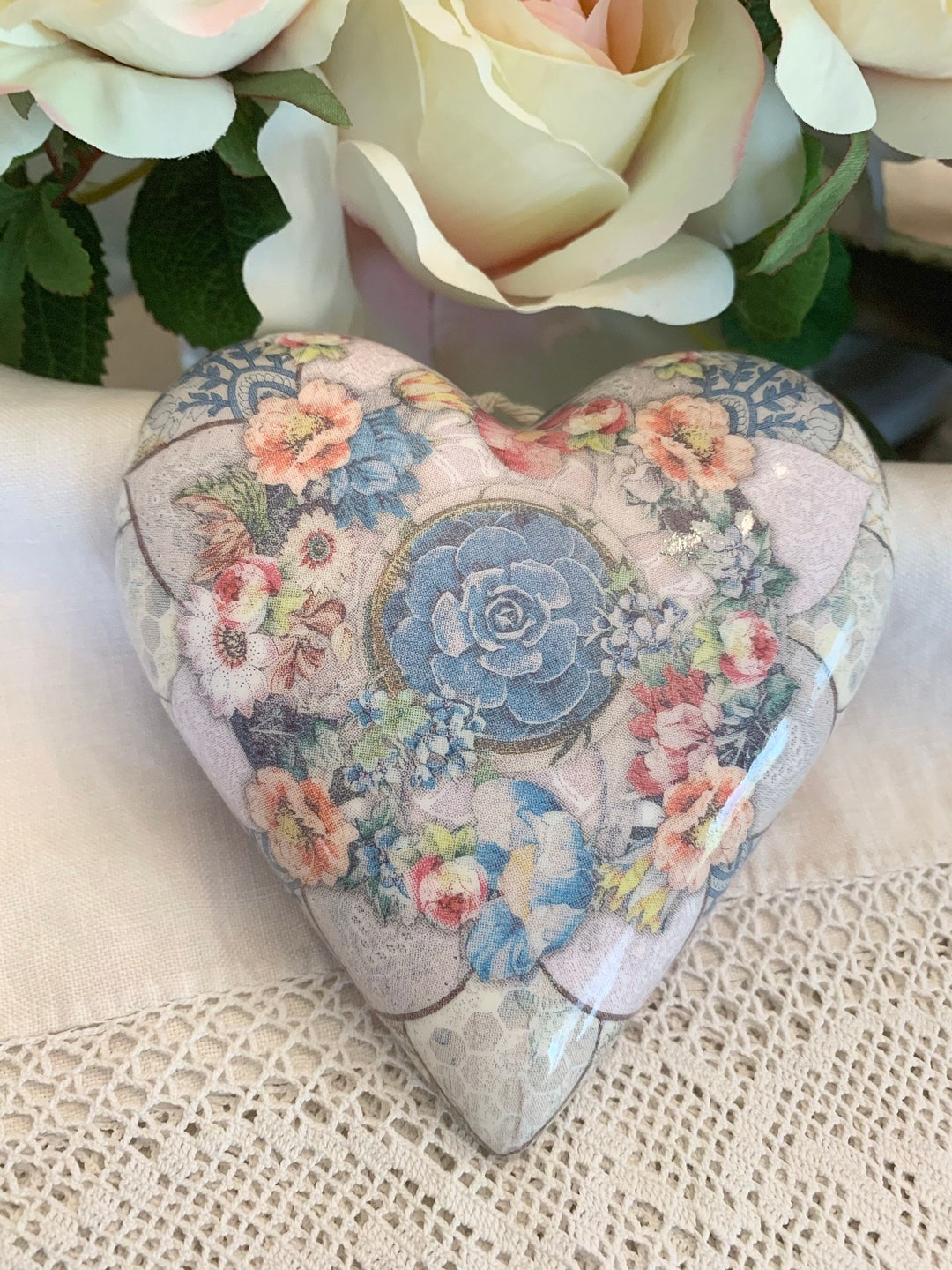 Decoupage Wall Heart Vintage Style Collectable Hand Made - Etsy