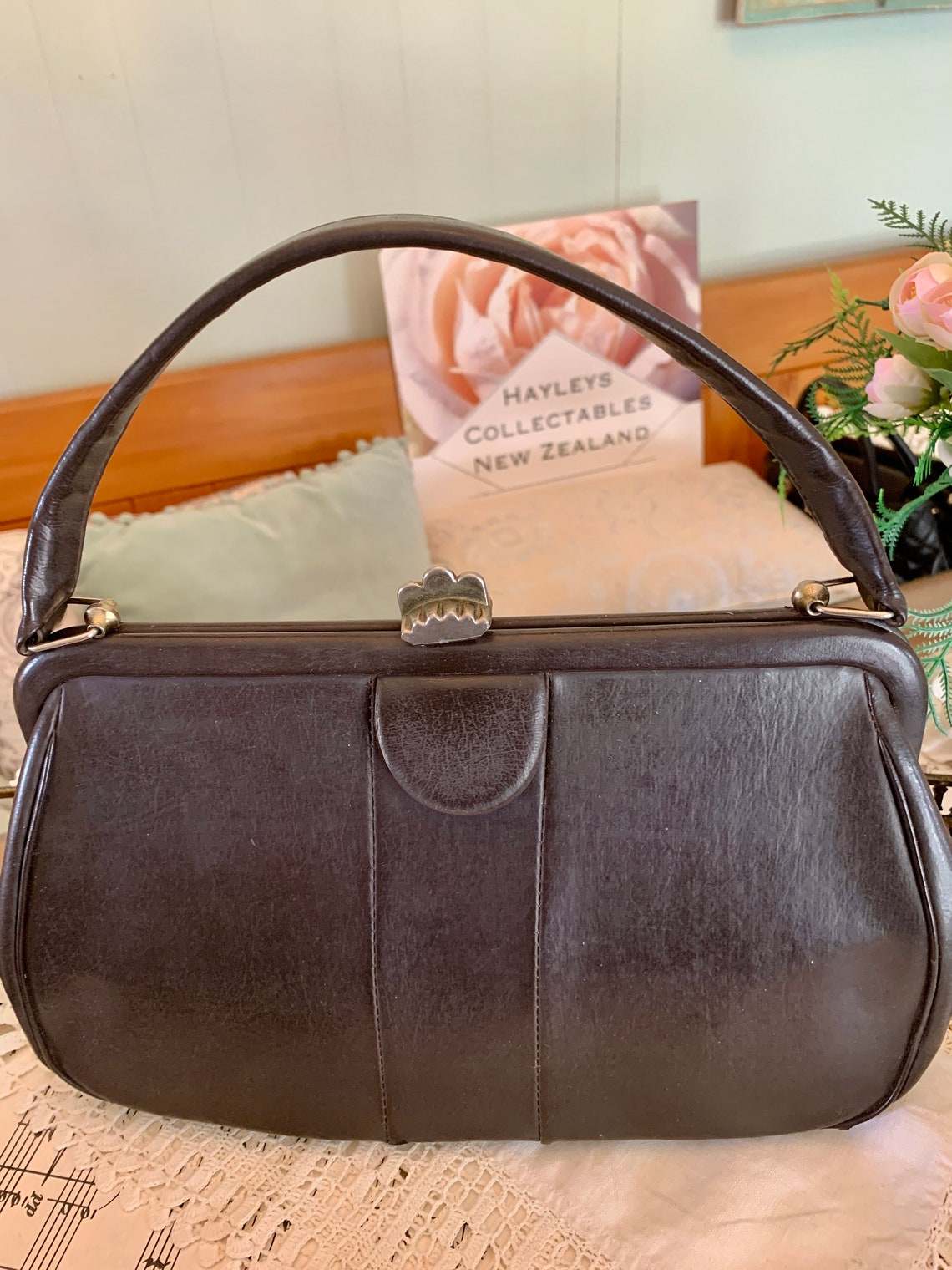 Leather Midcentury Old Vintage Handbag New Zealand Made by Etsy