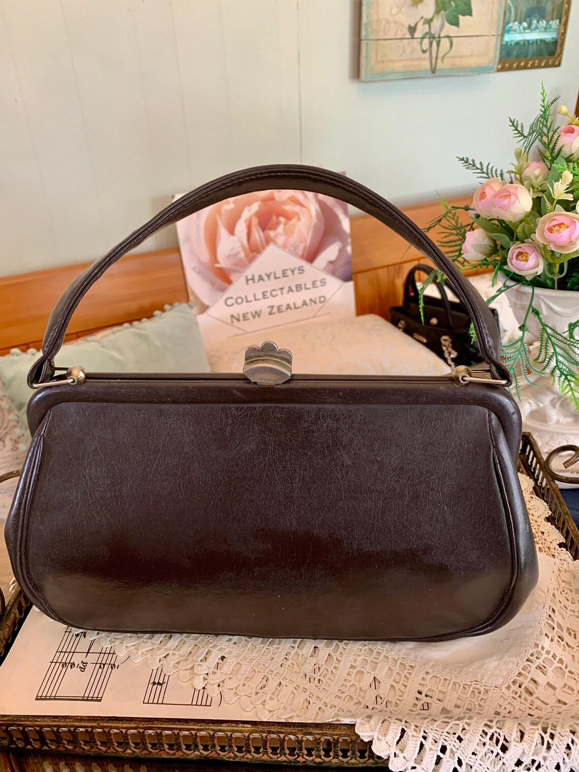 Leather Midcentury Old Vintage Handbag New Zealand Made by Etsy