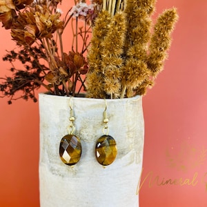 Tigers Eye Earrings | Gemstone Earrings | Gold Filled| Dangle Earrings | Drop Earrings| Crystal Earrings | Brown stone | Boho Jewelry
