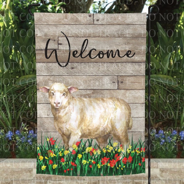 Farm Sheep Welcome Garden Flag, 12 x 18, Single Sided, Housewarming, Gifts for Her, Present for Him, Home and Yard Décor