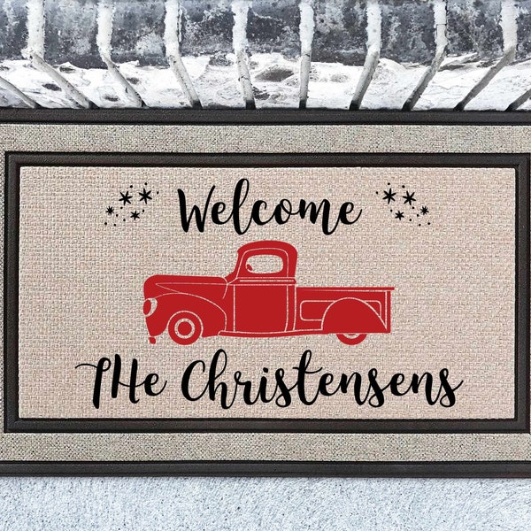 Red Truck Doormat Etsy