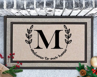 Custom Welcome Door Mat - Personalized Monogram, Indoor Outdoor Use