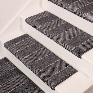 Wool Herringbone Prussian Carpet Stair Treads