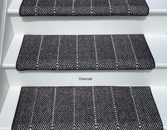 Teppichwahl Borneo Carpet stair pads/treads 65 x 25 cm blue hard coal beige Black 