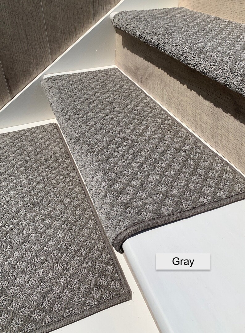 Padded Carpet Stair Treads Bayside Charm Gray Etsy