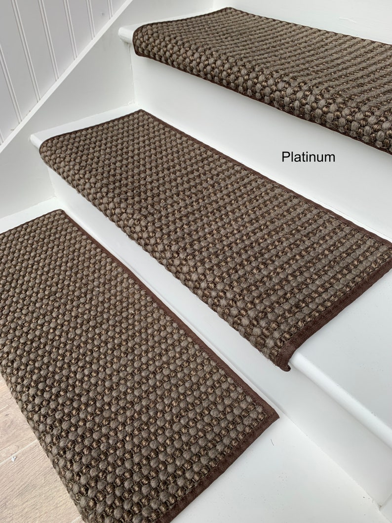 Sisal Wool Blend Carpet Stair Treads Platinum Etsy