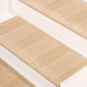 Wool Herringbone Blonde Carpet Stair Treads