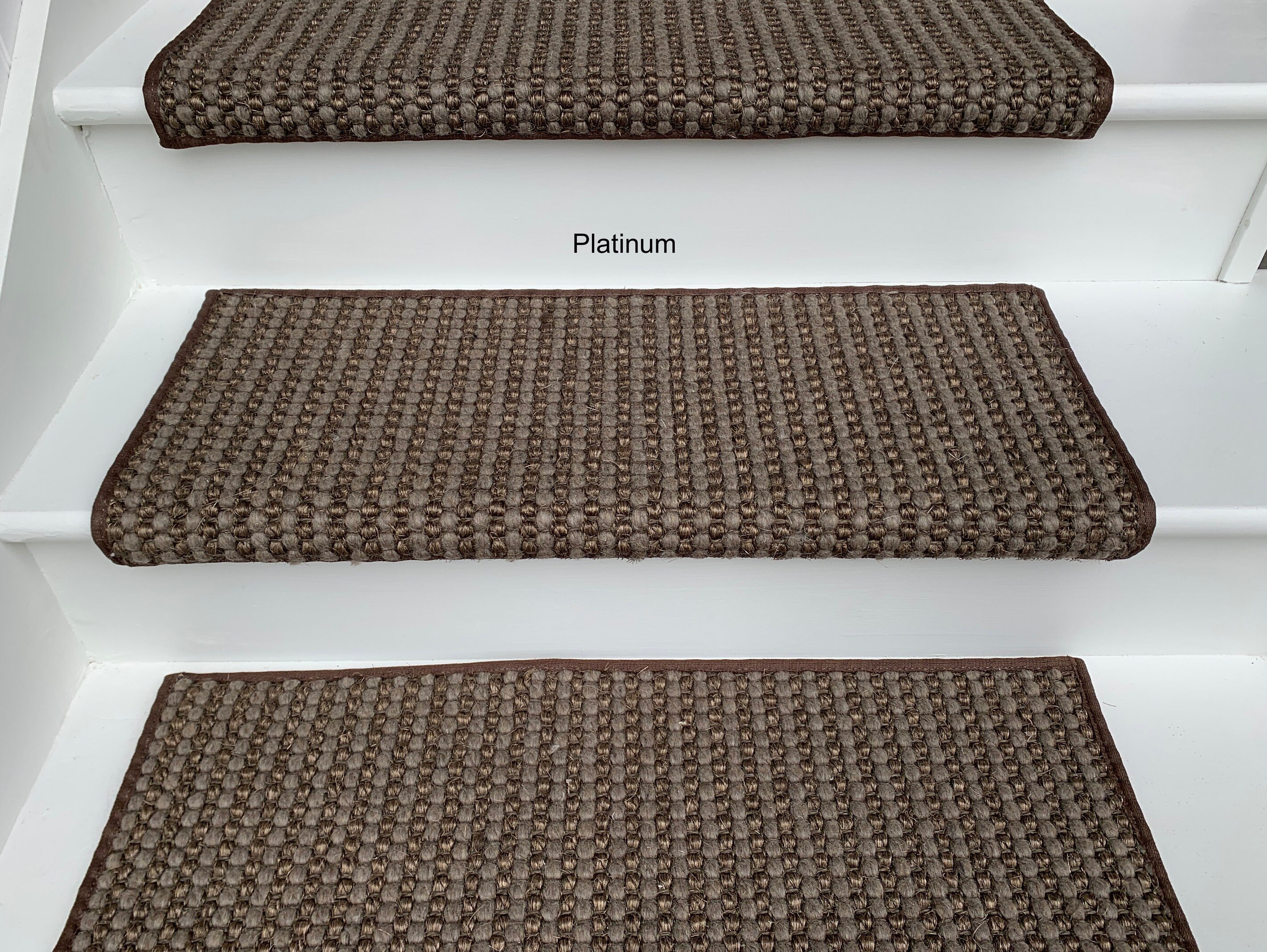 Sisal Wool Blend Carpet Stair Treads Platinum Etsy