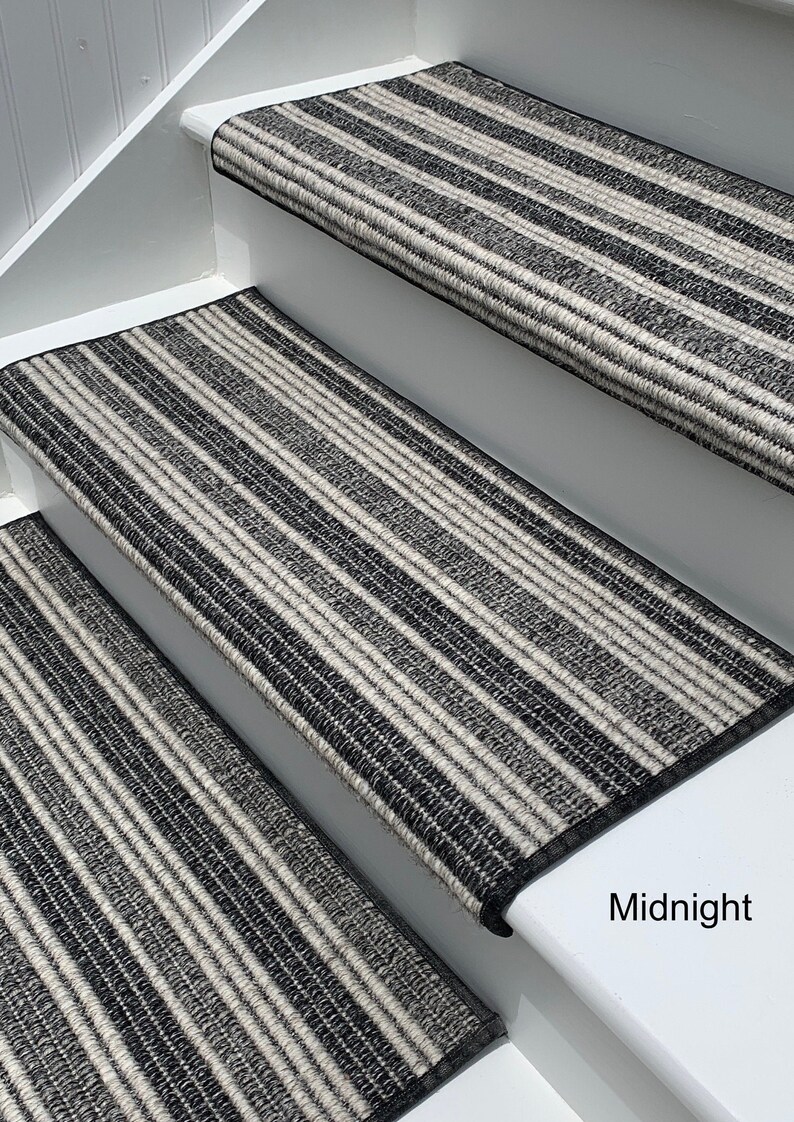 Padded Wool Carpet Stair Treads Wool Rope Stripe Etsy